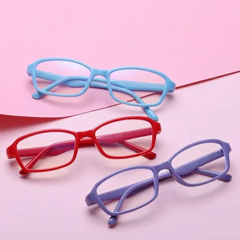 Kinder Blaulichtschutz Brille Ultraleichte Flexible TR90 Silikon Rahmen Quadratische Brille Sichtschutz Flachspiegel Für Kinder