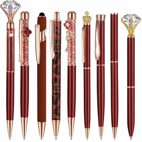 Diamond Ballpoint Pen Set Metal Stainless Steel Aluminum Plastic Quicksand Design Office School Writing Stationery Gifts