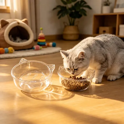 Gamelle pour Chat en Plastique PP Jetable Forme de Visage de Chat Mignonne Bol d'Eau pour Animal de Compagnie Épaissi Anti-Renversement Bol de Nourriture pour Chien Chiot