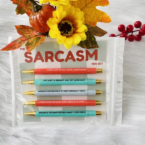 Novelty Sarcastic Ballpoint Pens Set Funny Quote Retractable Pens With Gift Card Office School Writing Supplies