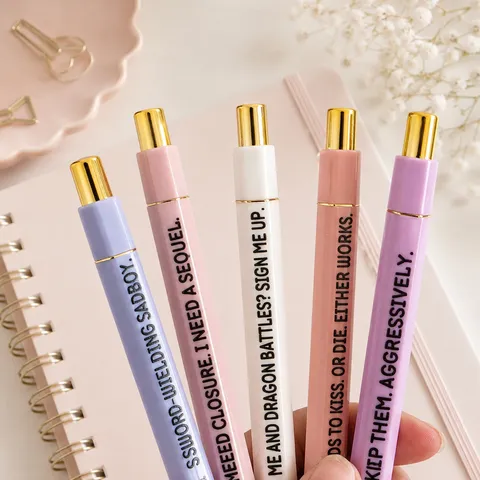 Romantasy Obsessed Ballpoint Pen Cute Aesthetic Retractable Pens With Quotes And Display Card For Book Lovers