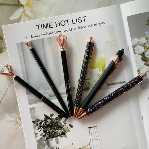Luxury Diamond Ballpoint Pen Rhinestone Metal Retractable Writing Pens Cute Office School Stationery Gift