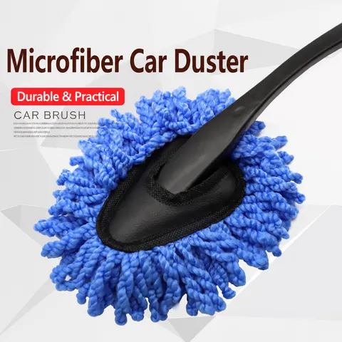 Mini Spolverino per Auto Spazzola in Cera in Microfibra Strumento di Pulizia Polvere Interni Auto Spazzola Portatile