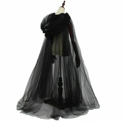 Women Halloween Hooded Cape Long Mesh Vampire Witch Dark Cosplay Costume Cloak Party Dress Up Apparel