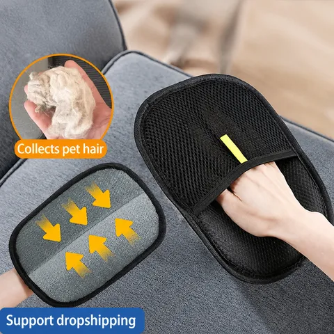 Pet Hair Removal Glove Double Sided Grooming Brush For Dogs Cats Sofa Furniture Cleaning Hair Remover Tool