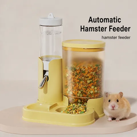 Hamster Automatic Feeder Small Pet Water And Food Bowl Dispenser Plastic Anti-Overturning Pet Feeding Station