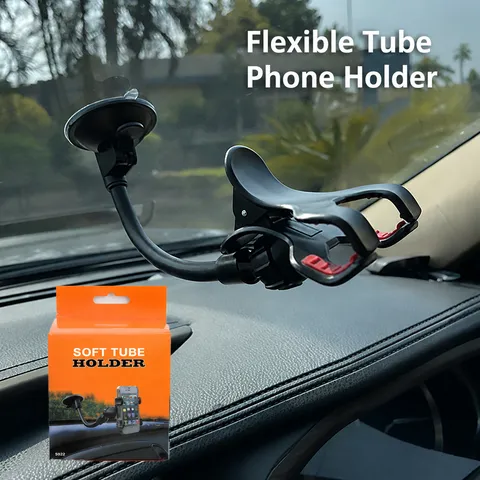 Supporto per Telefono Auto Universale Tubo Flessibile Collo di Cigno Parabrisas Doppio Clip Supporto