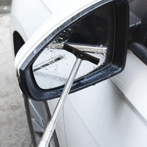 Car Rearview Mirror Wiper Telescopic Car Window Cleaning Tool Stainless Steel Portable Car Glass Defogger Scraper