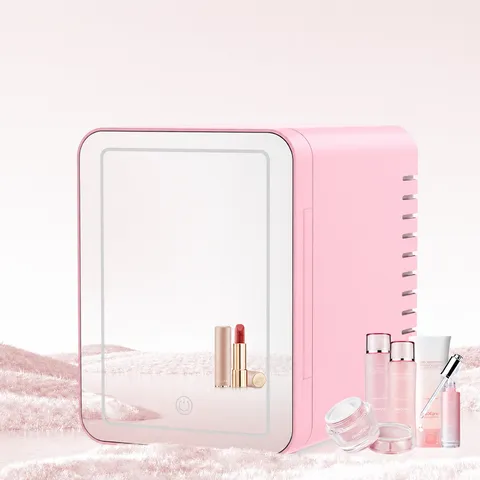 Portable Car Beauty Refrigerator Mini Fridge With LED Makeup Mirror Cold And Warm Box For Vehicle Home