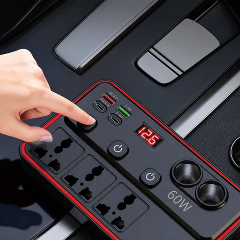 Onduleur De Voiture 12V 24V À 220V Chargeur De Véhicule Multifonctionnel Prise De Charge Rapide Avec Affichage LED