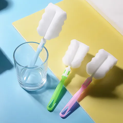 Long Handle Sponge Bottle Brush Cup Cleaner Multifunctional Cleaning Brush For Kitchen Glassware And Narrow Neck Cups