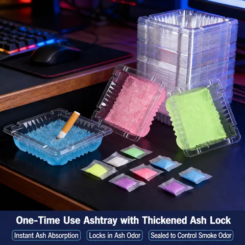Disposable Plastic Ashtray With Extinguishing Sand Office Car Anti-Fly Ash Easy Clean Portable Smoke Purifying Ashtray