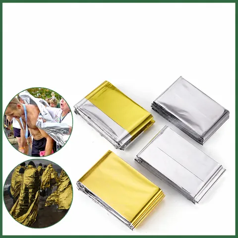 Emergency Survival Blanket Outdoor Waterproof Thermal Foil Blanket Portable Foldable Rescue Blanket For Camping Hiking First Aid