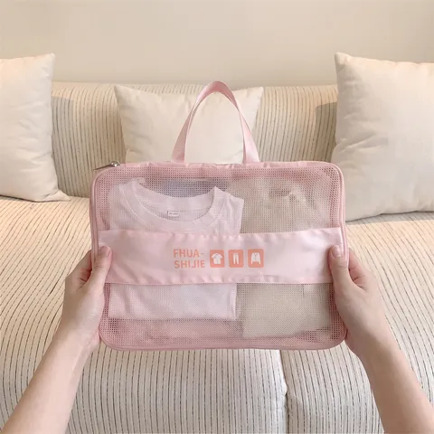 Tragbare Reise Aufbewahrungstasche Polyester Kleidung Kompressionstasche Atmungsaktives Netz Gepäck Packing Cube Reise Organizer