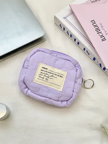 Gesteppte Macaron Mini Kosmetiktasche Damen Tragbare Lippenstift Schmuck Aufbewahrungstasche Mädchenhaft Kariert Blumen Muster Kleine Handtasche