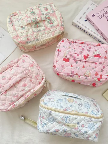 Bolsa de Cosméticos Acolchada Estampado Animal Dibujos Animados Organizador Maquillaje Suave Bolso Mano Viaje Almacenamiento Mujer