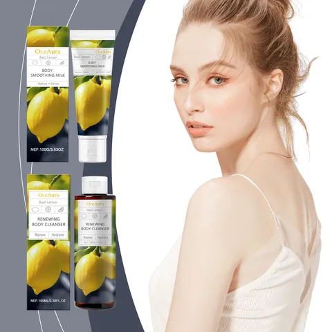 Basilikum Zitrone Lichaamsverzorging Set Zachte Reiniging Hydraterende Bodylotion En Duschgel Voor Dagelijkse Huidverzorging