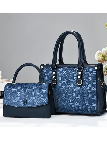 Fashion PU Leather Print Tote Bag Set Elegant Large Capacity Shoulder Commuter Handbag Composite Bags For Women Everyday Office Bag