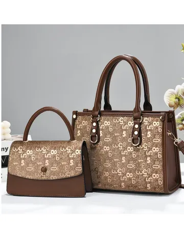Fashion PU Leather Print Tote Bag Set Elegant Large Capacity Shoulder Commuter Handbag Composite Bags For Women Everyday Office Bag
