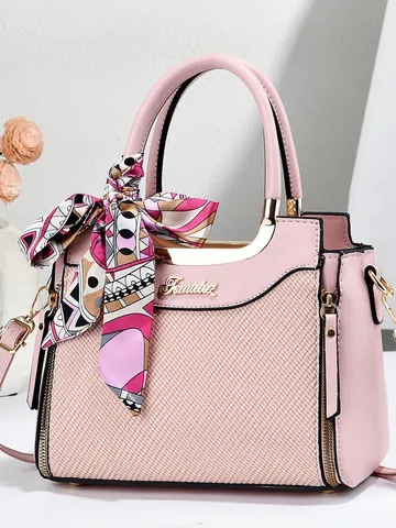 Borsa Tote da Donna in Pelle PU alla Moda Borsa a Spalla di Grande Capacità con Sciarpa Handbag Borsa a Tracolla