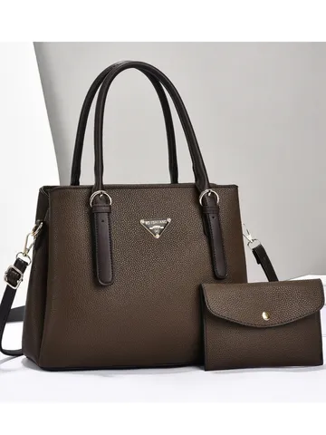 Women Large Capacity PU Leather Handbag Composite Bag Multi-Compartment Soft Leather Shoulder Bag Crossbody Tote With Small Pouch