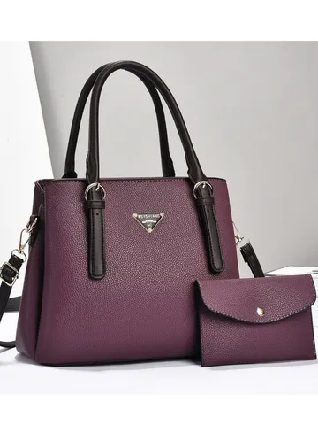 Women Large Capacity PU Leather Handbag Composite Bag Multi-Compartment Soft Leather Shoulder Bag Crossbody Tote With Small Pouch