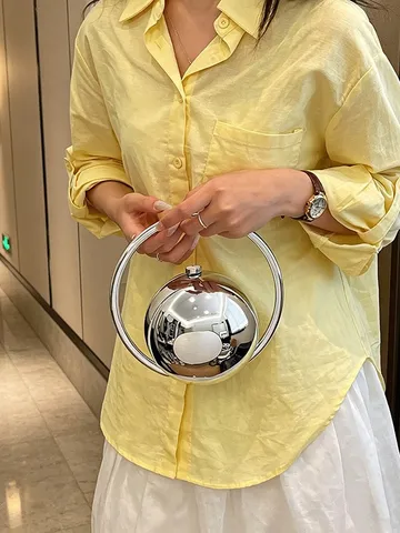 Fashion Acrylic Planet Evening Bag For Women Marble Pattern Sphere Shoulder Bag With Metal Ring Handle Lady Party Clutch Bag