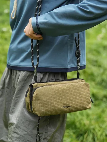 Bolso Cruzado de Nailon a Cuadros Minimalista Coreano para Hombre Mujer Ligero Transpirable Bolso de Hombro Exterior Escalada Viaje Casual Sling Pack