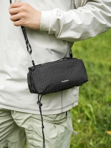 Bolso Cruzado de Nailon a Cuadros Minimalista Coreano para Hombre Mujer Ligero Transpirable Bolso de Hombro Exterior Escalada Viaje Casual Sling Pack