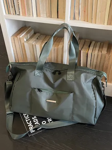 Unisex Grote Capaciteit Canvas Reistas Hong Kong Streetwear Stijl Sportschool Yoga Schouder Tote Handtas Reistas
