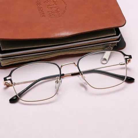 Retro Semi Rimless Anti Blue Light Glasses Frames Browline Metal Optical Frame Men Women Clear Lens Eyeglasses Frame