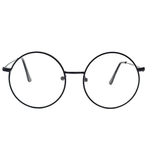 Retro Round Metal Frame Glasses For Women Clear Lens Blue Light Blocking Carved Temples Vintage Academic Style Eyewear Flat Mirror