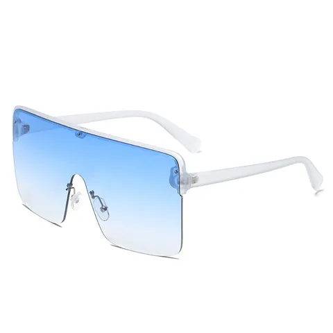 Lunettes de Soleil Monobloc Sans Monture Surdimensionnées pour Hommes Femmes Mode Lunettes de Soleil Carrées Bouclier Protection UV400 Monture en Métal PC AC
