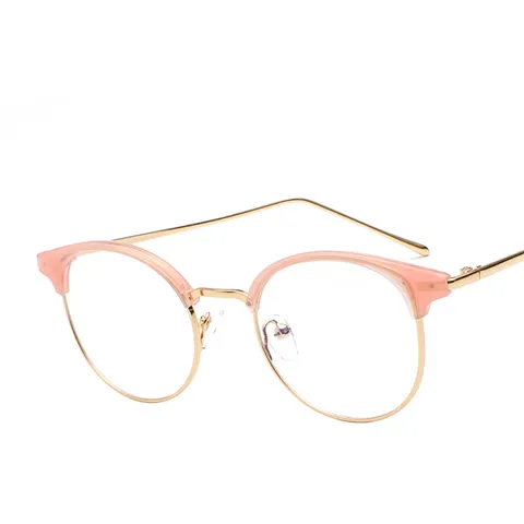 Occhiali Semi-Rimless Anti-Luce Blu Vintage Per Donna Uomo Lenti Trasparenti Metallo Plastica Montatura Rotonda Occhiali Quotidiano Casual Studio Occhiali Trasparenti