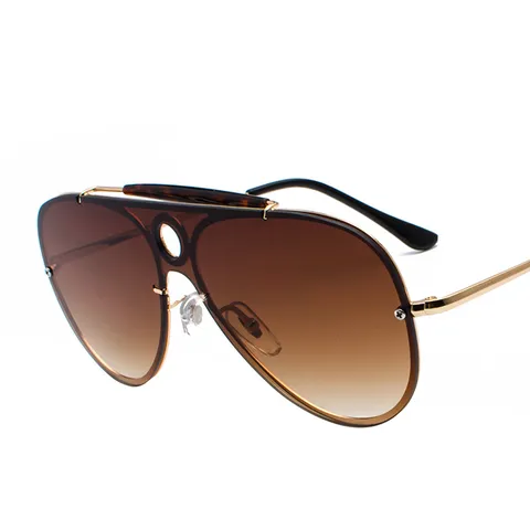 Hollow Round One-Piece Pilot Sunglasses Metal Frame Colorful Mirror Lens UV400 Protection Fashion Eyewear For Men Women