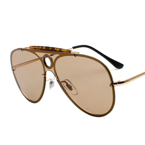 Hollow Round One-Piece Pilot Sunglasses Metal Frame Colorful Mirror Lens UV400 Protection Fashion Eyewear For Men Women