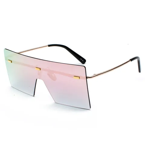 Gafas de Sol Cuadradas Sin Marco De Una Pieza Oversize Para Mujer Varilla de Metal Moda UV400 Lentes Degradados Sin Montura