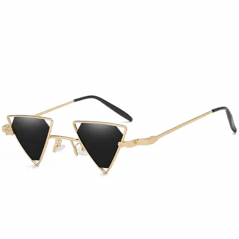 Steampunk Ausgeschnittene Dreieck Sonnenbrille Retro Geometrische Kupferlegierung Rahmen UV400 Brille Für Herren Damen Rave Party Zubehör