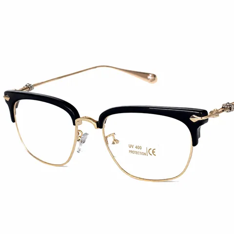 Montature per Occhiali Quadrati in Metallo e Plastica a Contrasto di Colore Retrò Unisex Montatura per Occhiali con Lenti Trasparenti Preppy Incise