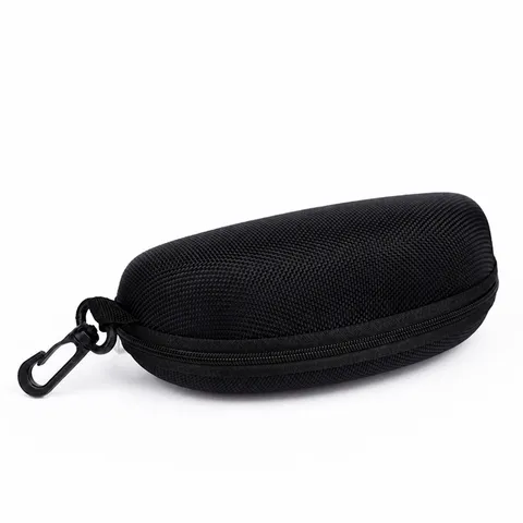 EVA Zipper Eyeglass Case Portable Hard Shell Glasses Box With Hook For Sunglasses Reading Glasses Protective Storage Bag Black