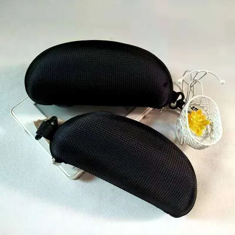EVA Zipper Eyeglass Case Portable Hard Shell Glasses Box With Hook For Sunglasses Reading Glasses Protective Storage Bag Black