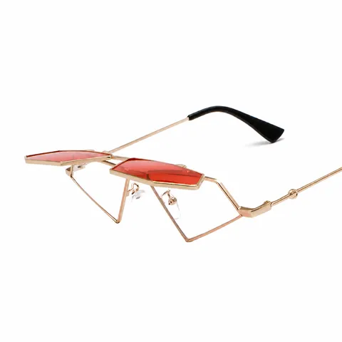 Harajuku Style Flip Up Sunglasses For Women Men Retro Geometric Polygon Metal Frame Decorative Eyewear Trendy Steampunk