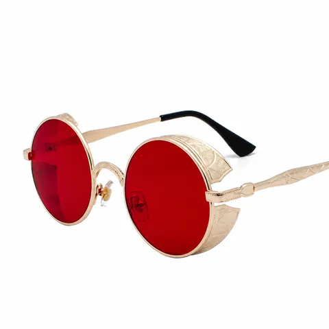 Vintage Steampunk Sonnenbrille Runder Metallrahmen Mit Seitenschutz UV400 Schutz Retro Cyberpunk Brille Für Damen Herren