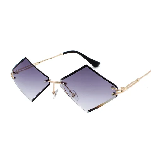 Trendy Rimless Irregular Polygon Sunglasses For Women Men Metal Frame Gradient Semi Transparent Lens Fashion Streetwear Shades Gift