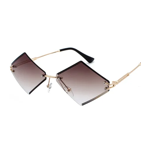 Trendy Rimless Irregular Polygon Sunglasses For Women Men Metal Frame Gradient Semi Transparent Lens Fashion Streetwear Shades Gift