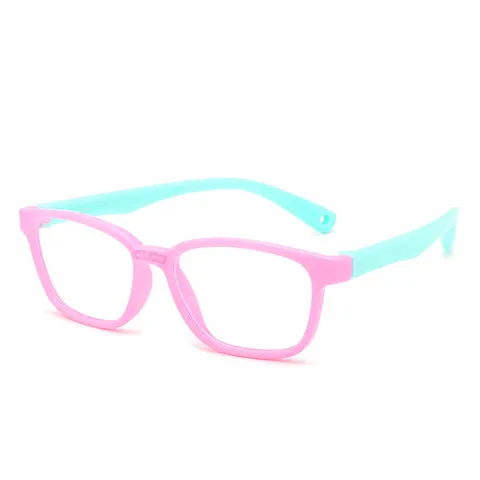 Gafas Anti-Luz Azul para Niños TR90 Silicona Montura Completa Cuadrada Gafas de Protección Diaria para Ordenador