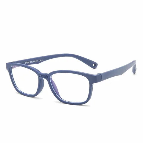 Gafas de Luz Azul para Niños Silicona TR90 Montura de Gafas Flexible Cuadrada Espejo Plano para Niños y Niñas Gafas de Protección para Computadora