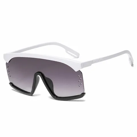Oversized Einteilige Sonnenbrille Persönlichkeit Getönte Linsen Vintage Colorblock Rahmen Für Unisex Mode Sport Party
