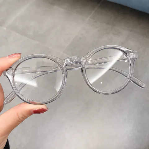 Gafas Anti-Luz Azul Montura Redonda Retro Moda Metal PC Gafas de Plano para Mujeres Hombres Oficina Protección de Ojos