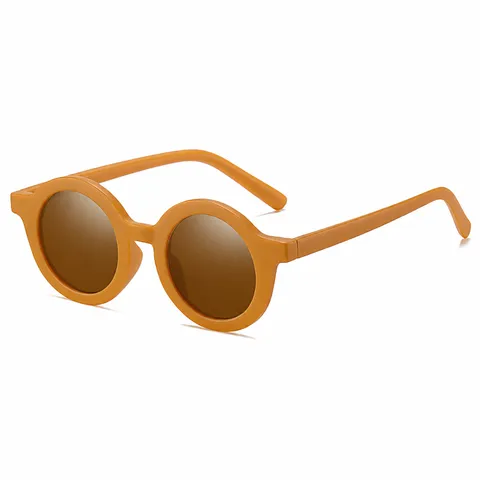Occhiali da Sole Rotondi per Bambini Retro Color Crema Protezione UV400 per Ragazzi Ragazze Moda all'Aperto